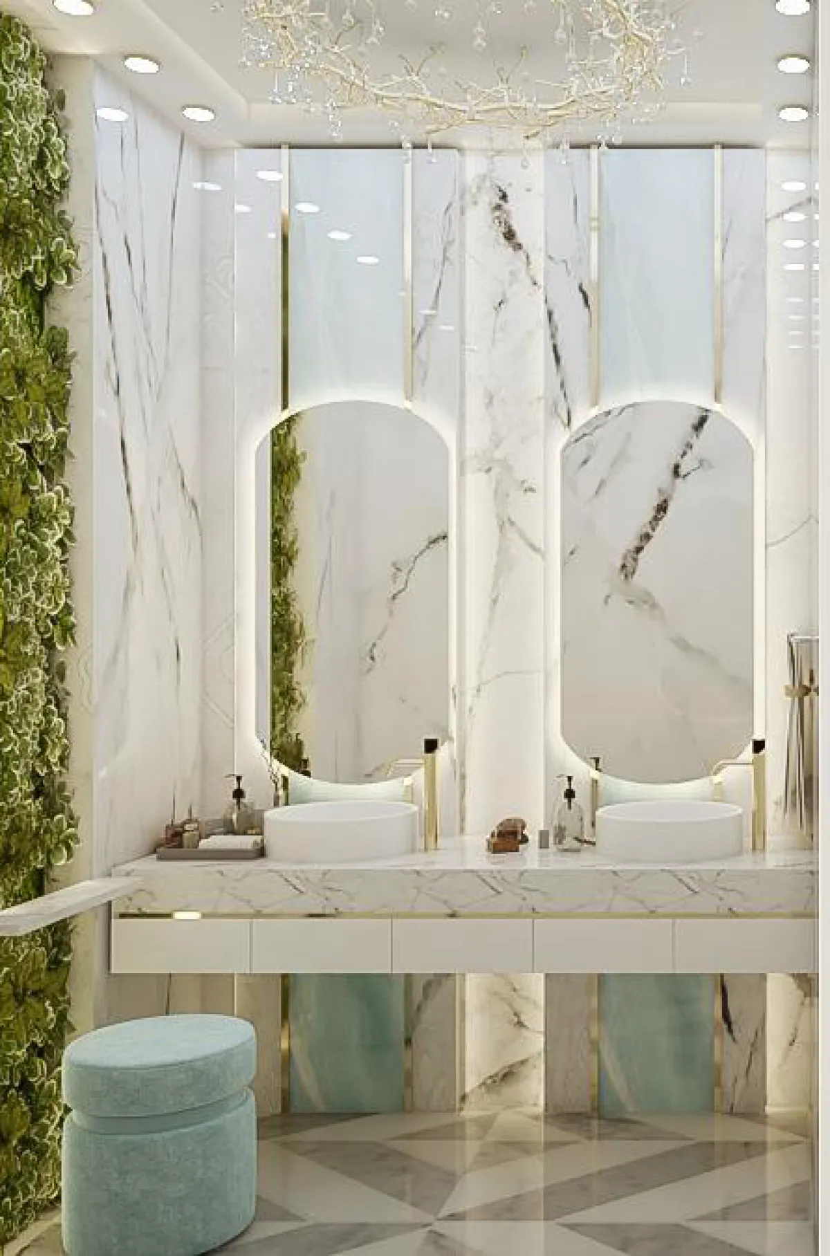 حمام، ملبسة أرضيته بالسيراميك