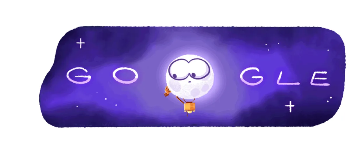 جوجل تحتفي بهبوط الهند على القطب الجنوبي للقمر - الصورة من موقع جوجل على شبكة الإنترنت