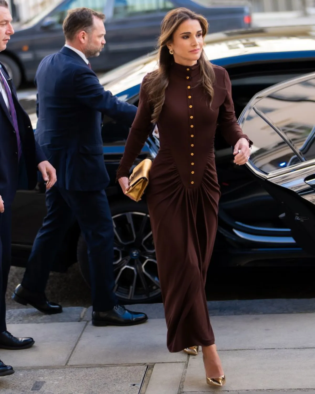 الملكة رانيا العبدالله خلال حفل الاستقبال الذي أقامه الملك تشارلز الثالث عشية تتويجه والملكة كاميلا. لندن، المملكة المتحدة / 5 من مايو-أيار 2023