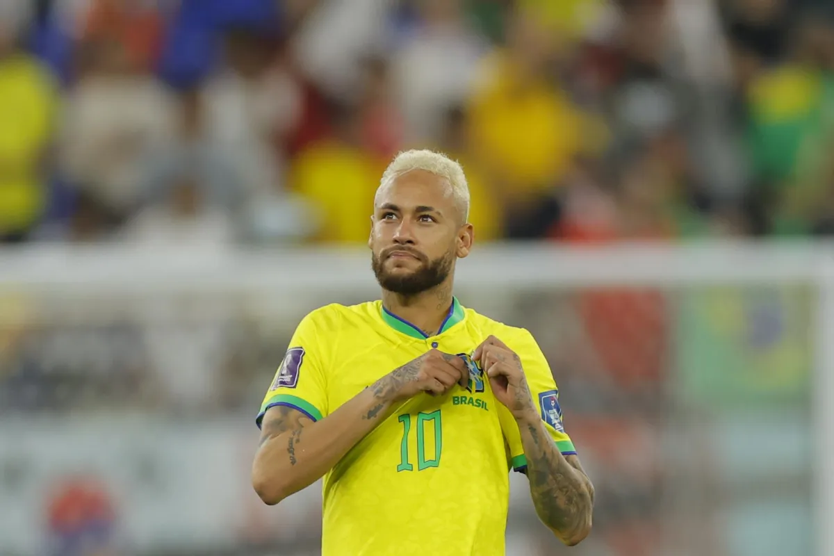 Brazil's forward #10 Neymar celebrates after his team won the Qatar 2022 World Cup round of 16 football match between Brazil and South Korea at Stadium 974 in Doha on December 5, 2022. (Photo by Odd ANDERSEN / AFP)