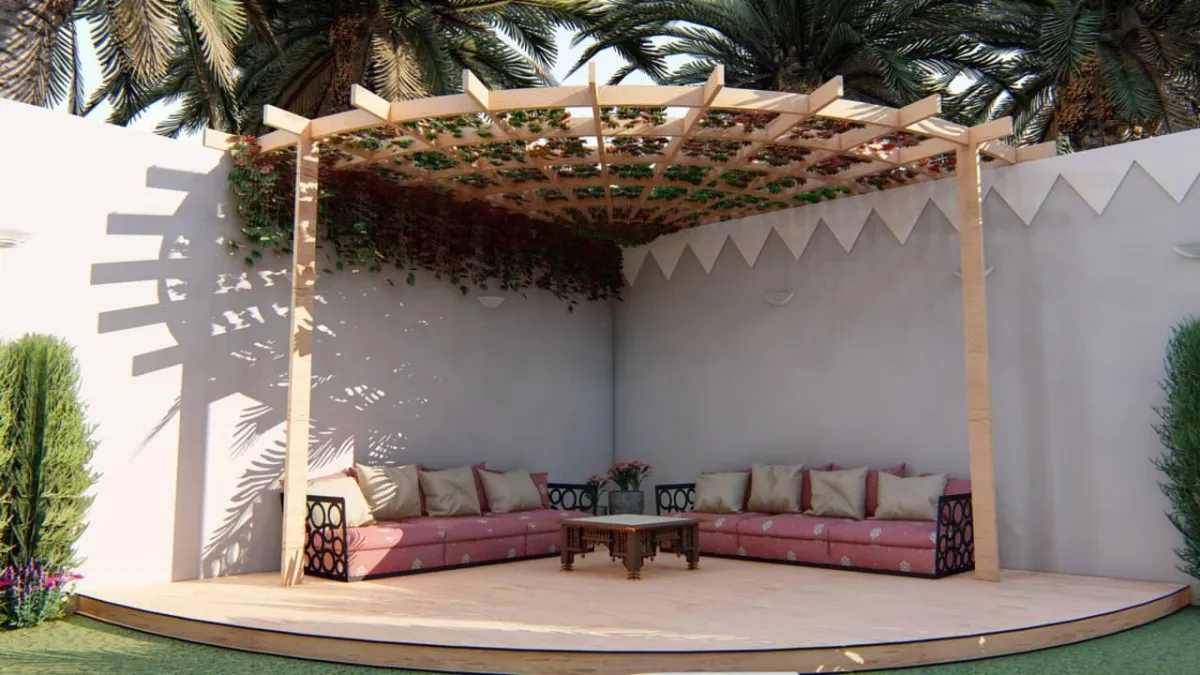 حديقة مستوحاة تصميمها من التراث النجدي