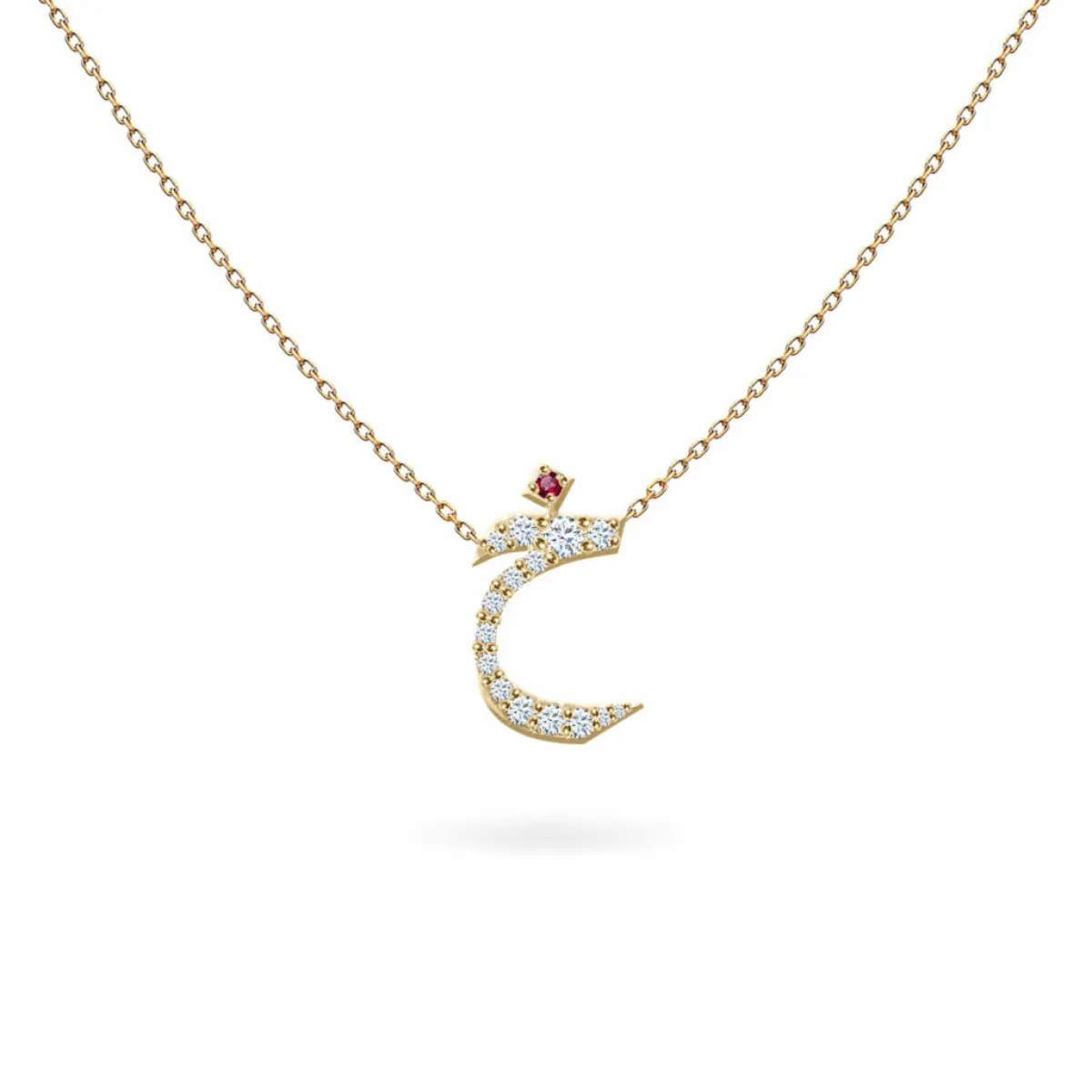 قلادة ذهب حرف خ من Aquae Jewels