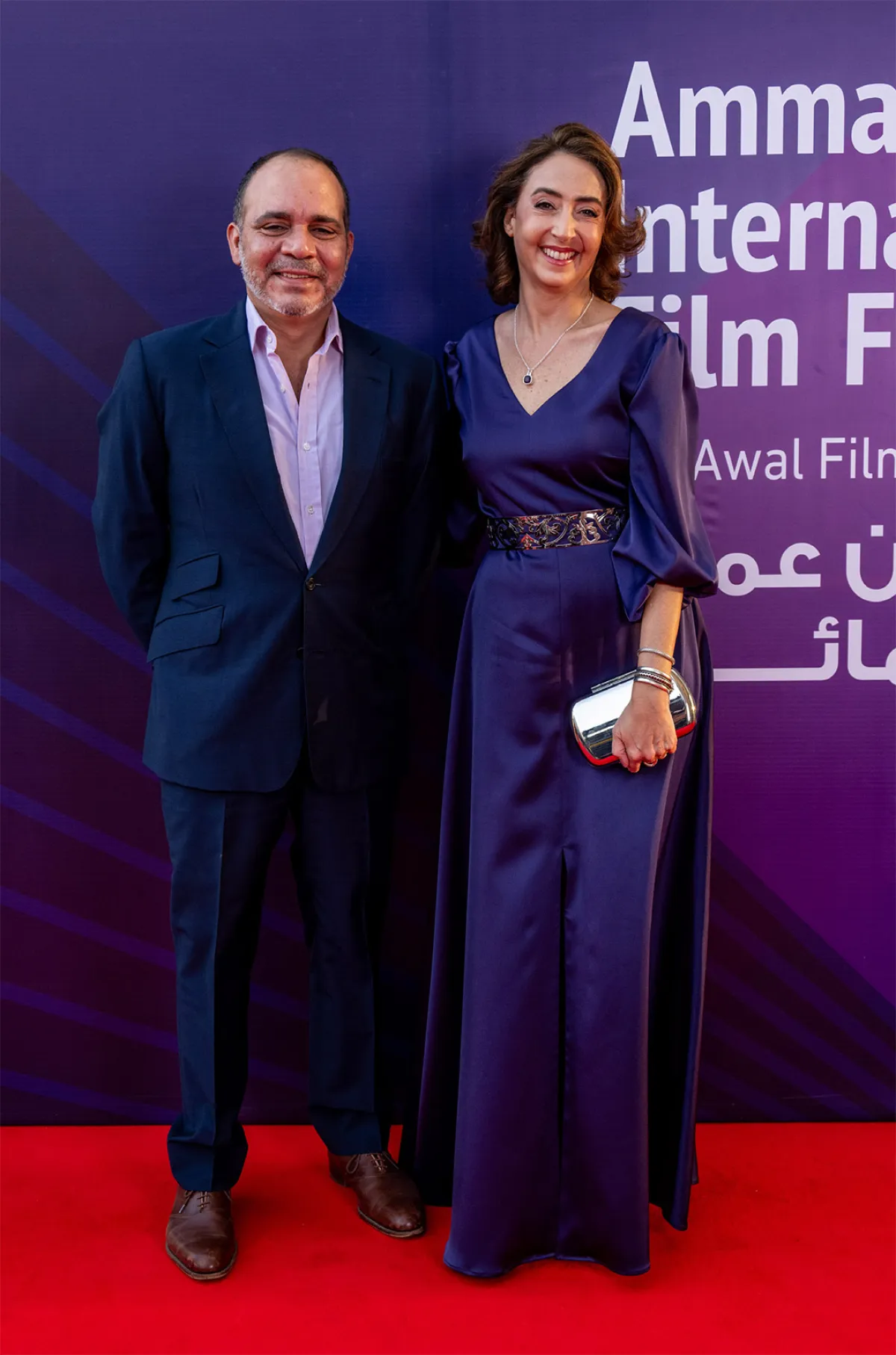 الأمير علي بن الحسين، مؤسس الهيئة الملكية للأفلام، برفقة زوجته الأميرة ريم علي، على السجادة الحمراء في اليوم الأول من مهرجان عمّان السينمائي الدولي 