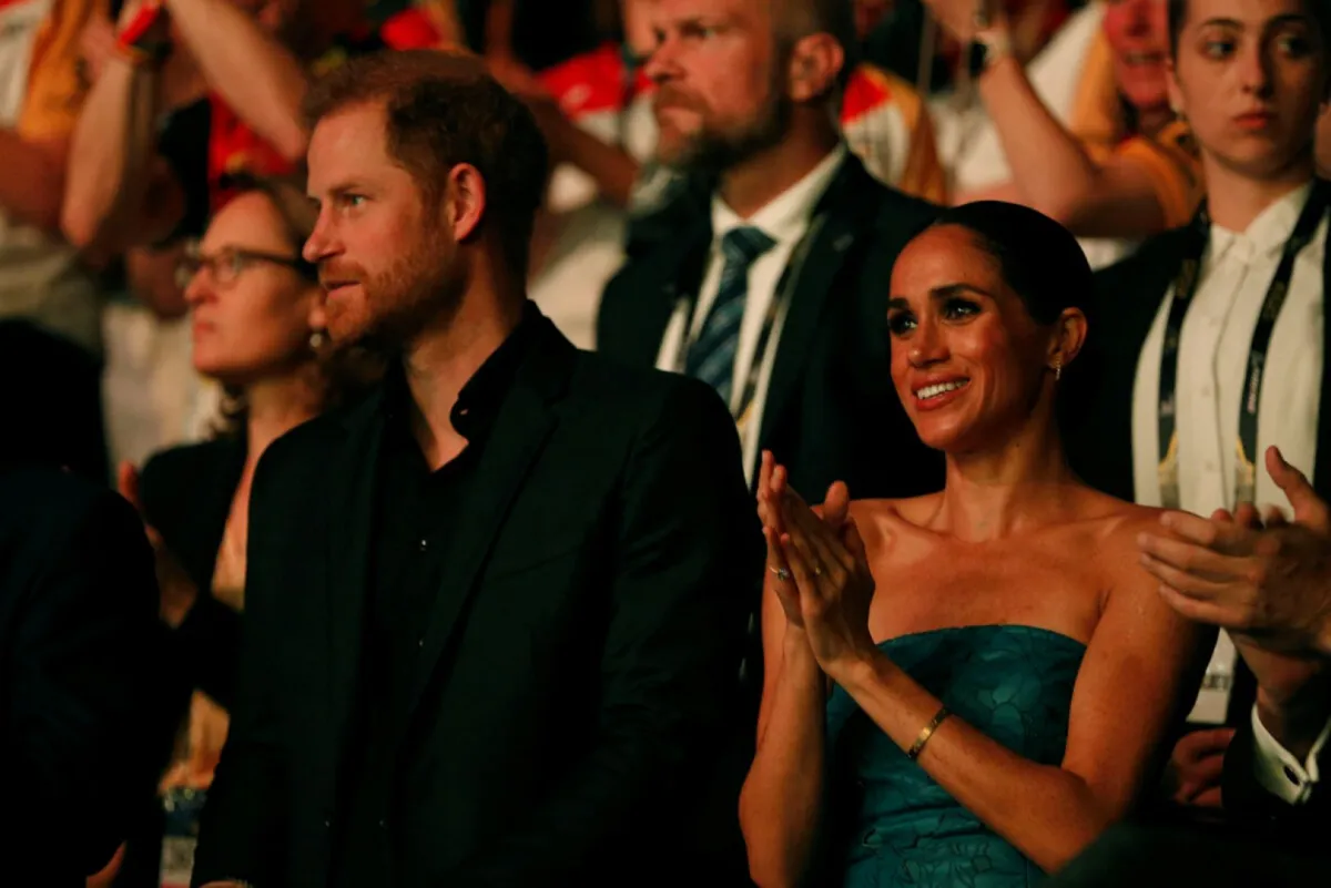 الأمير هاري وميغان ماركل ( Harry, Duke of Sussex and Meghan Duchess of Sussex). مصدر الصورة: LEON KUEGELER / AFP