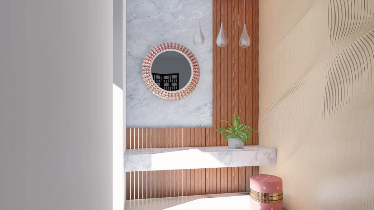 ديكور مدخل المنزل مستلهم من التراث السعودي، مع ملامح حديثة