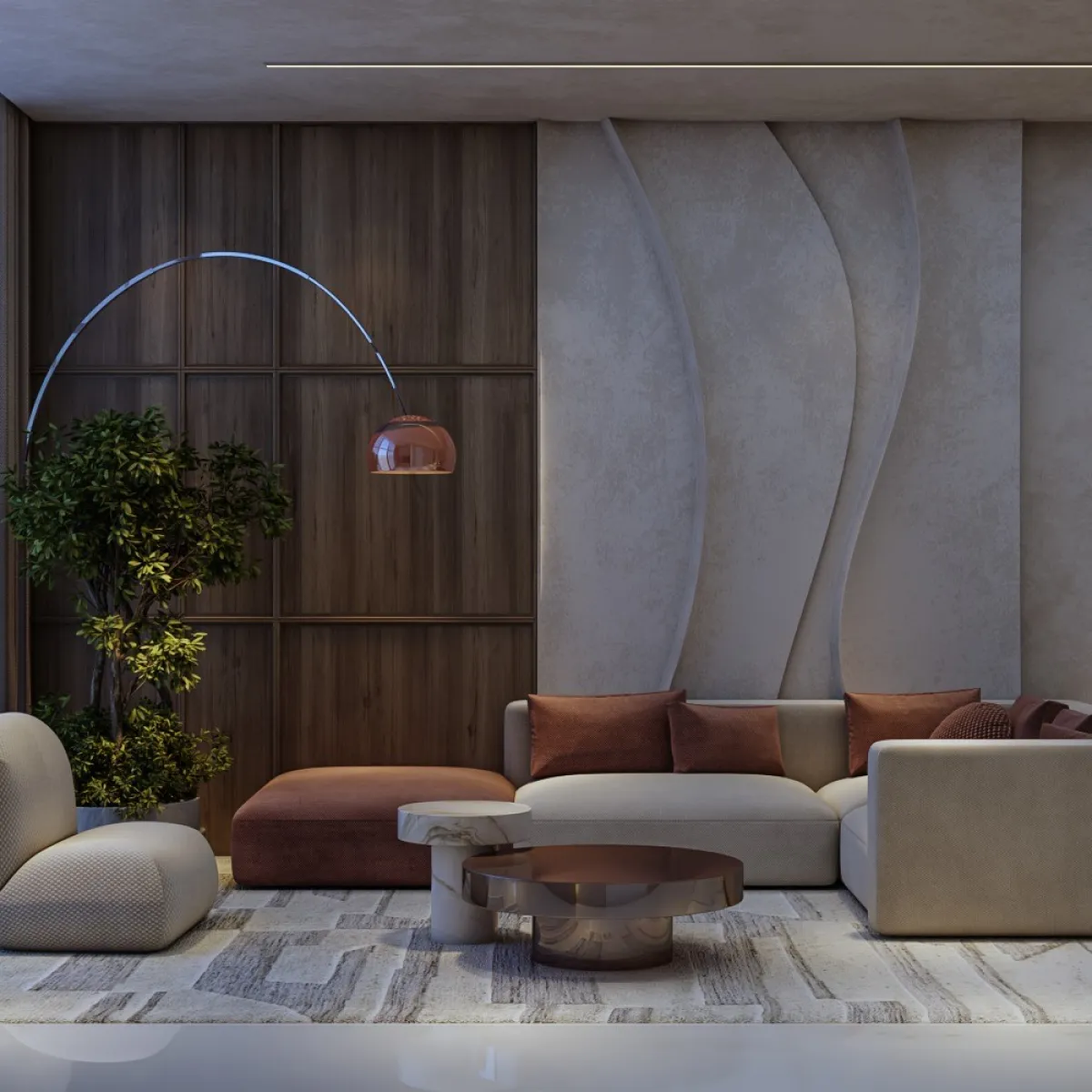 نموذج من ديكور الجدران في غرفة الجلوس الضيقة