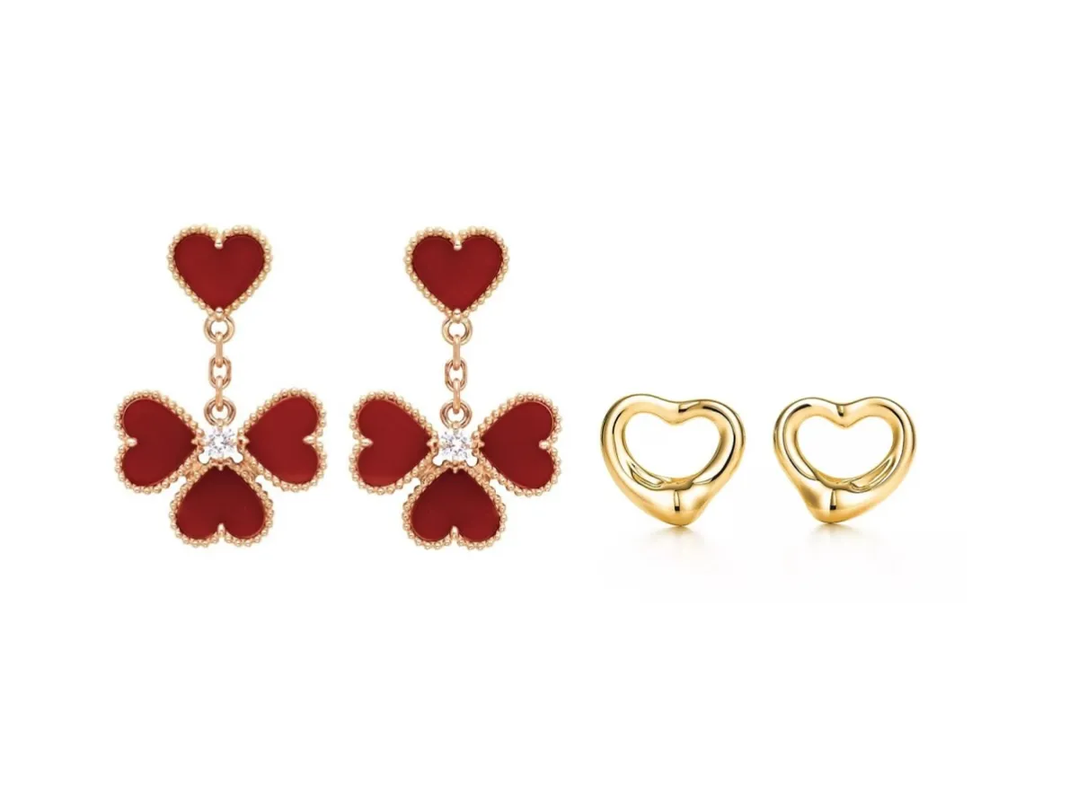 موديلات أقراط على شكل قلب للمرأة الرومانسية