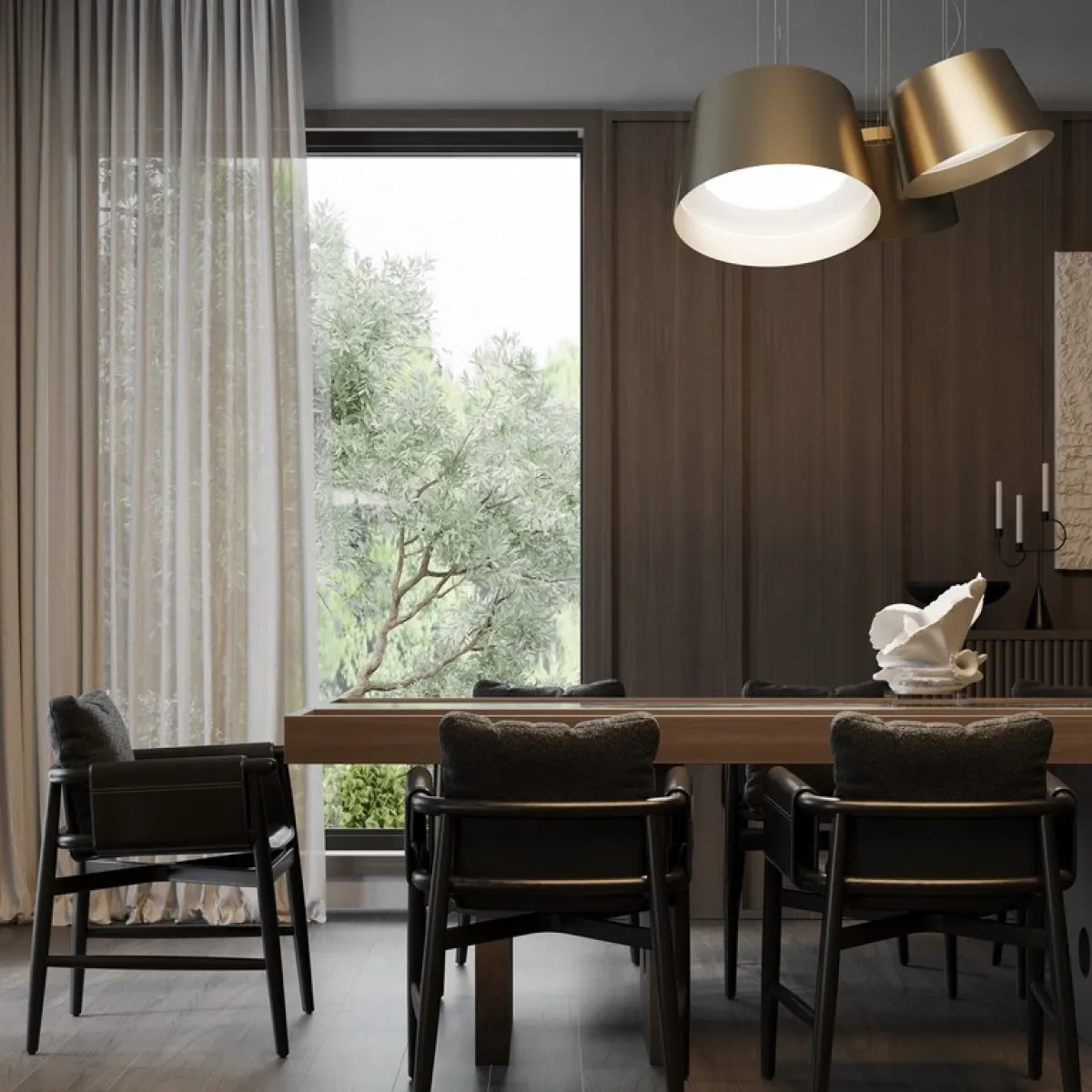 نافذة مشرفة على مشهد جذاب، في غرفة الطعام