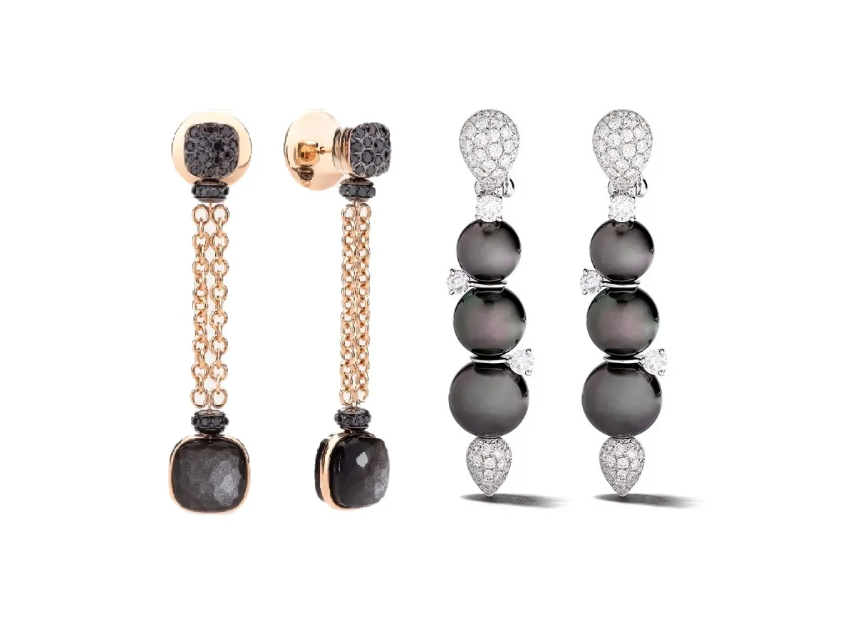 تزيني بأقراط مرصوفة بأحجار كريمة سوداء لإطلالة فاخرة في خريف 2023