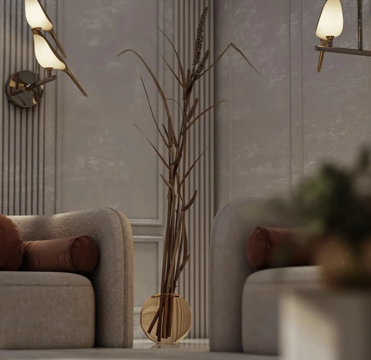 زوجان من مصابيح الجدران منفذان من المعادن