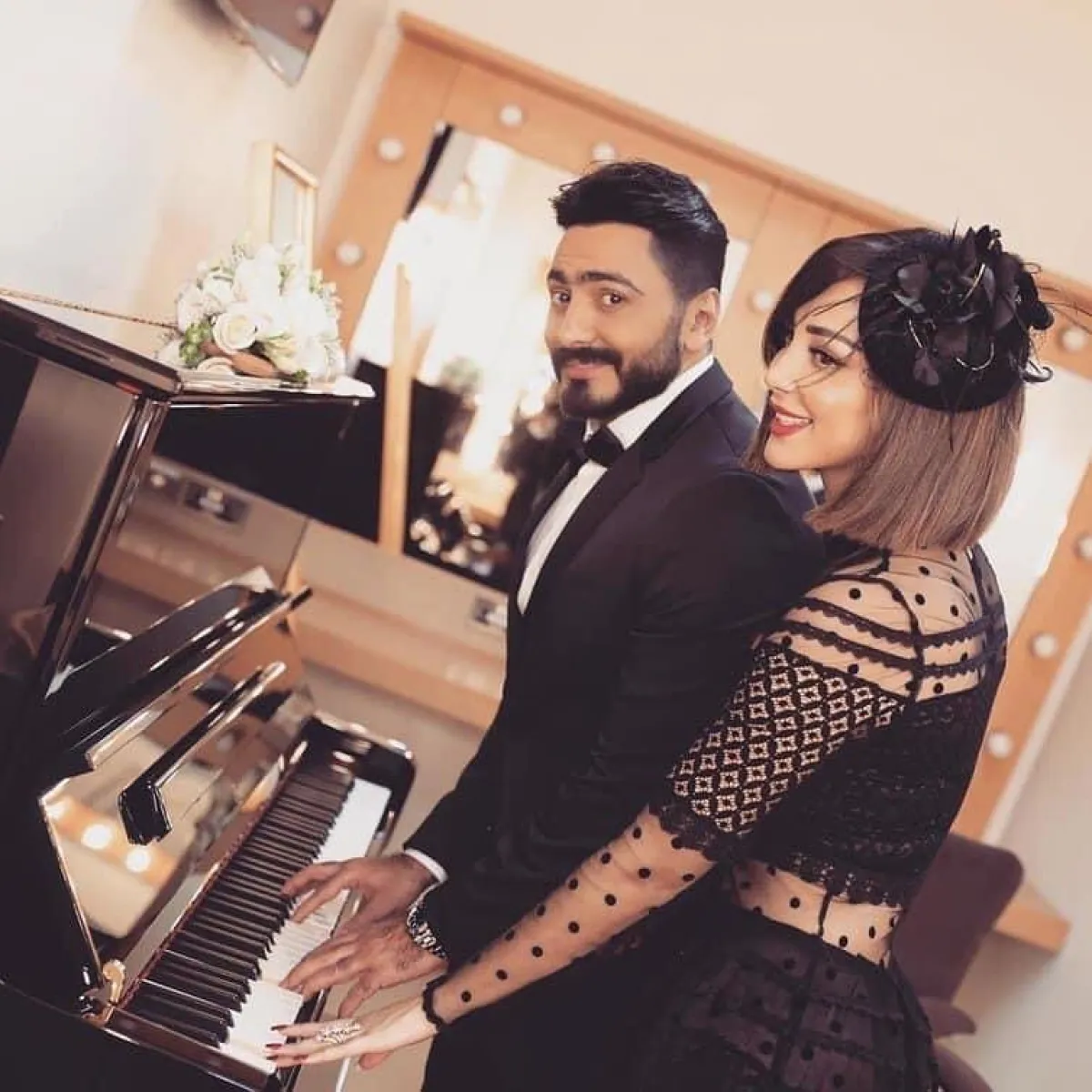 تامر حسني وبسمة بوسيل - الصورة من حساب تامر على انستغرام