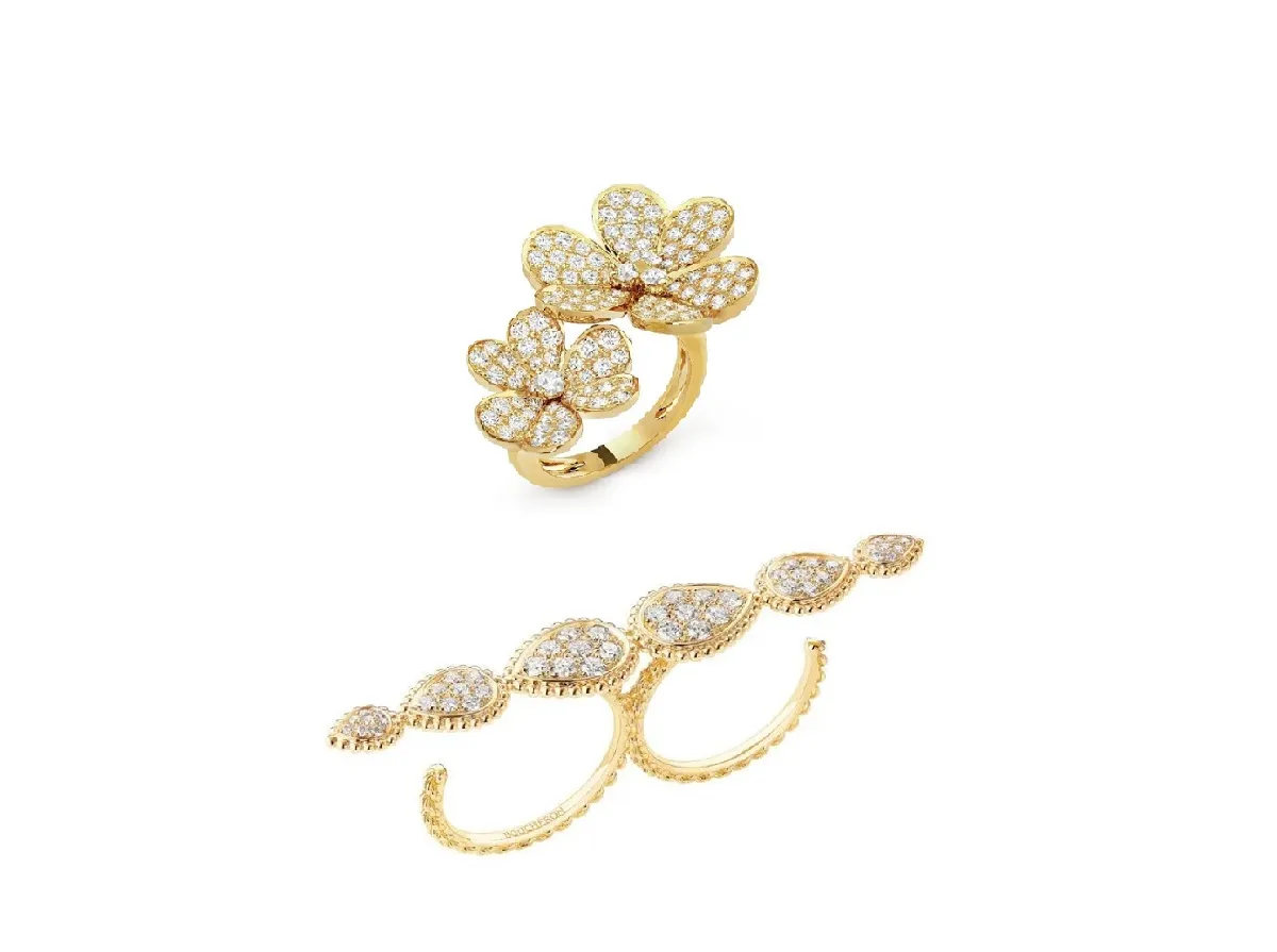 موديلات خواتم ذهب مزدوجة وبين الأصابع تناسب المرأة العصرية