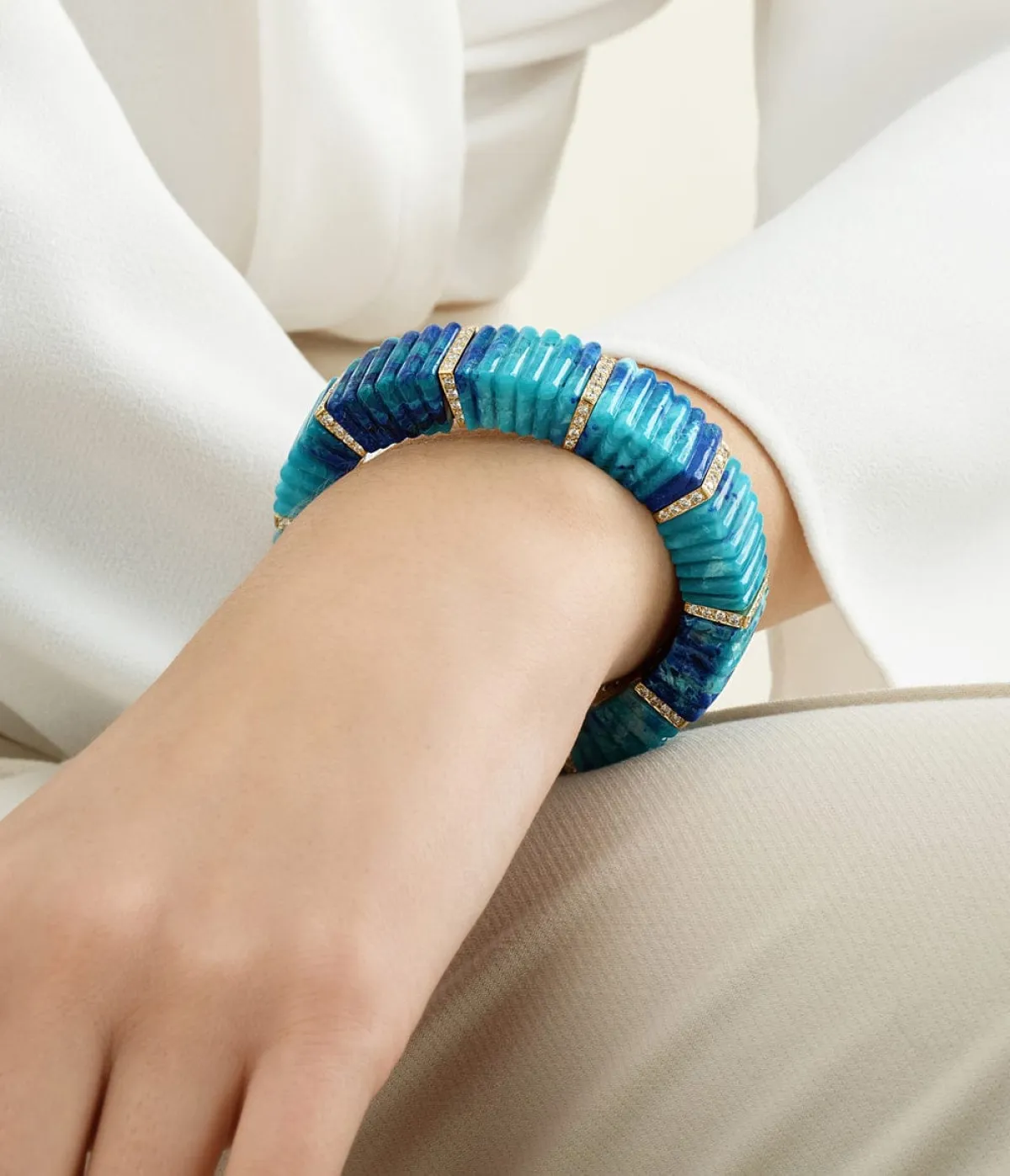 سوار Segmented Fluted Azurmalachite من ديفيد ويب David webb 