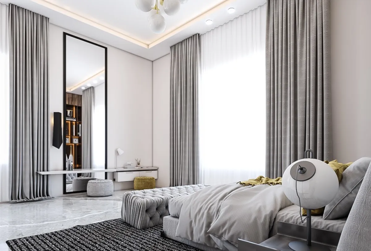 الستائر وتصاميمها في غرف النوم