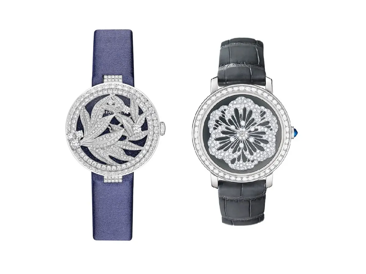 ساعات ألماس من وحي الورود لإطلالة أنثوية ناعمة لعروس شتاء 2024