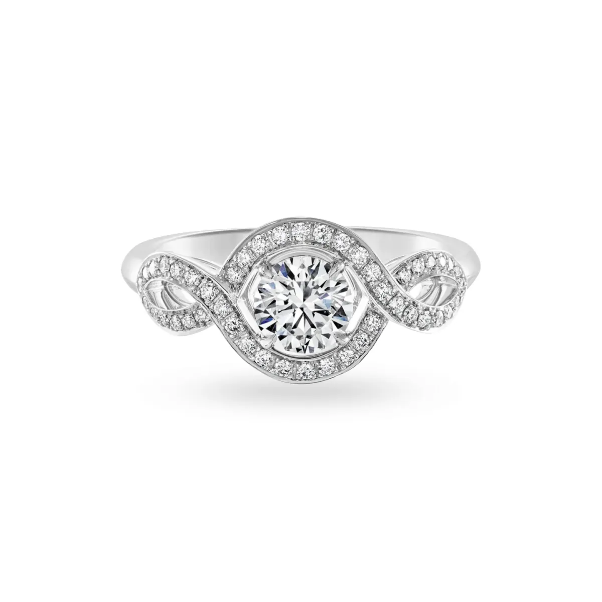 خاتم Lily Cluster من هاري وينستون مشغول من الذهب الأبيض مرصع بألماسة مركزية قطع برليانت