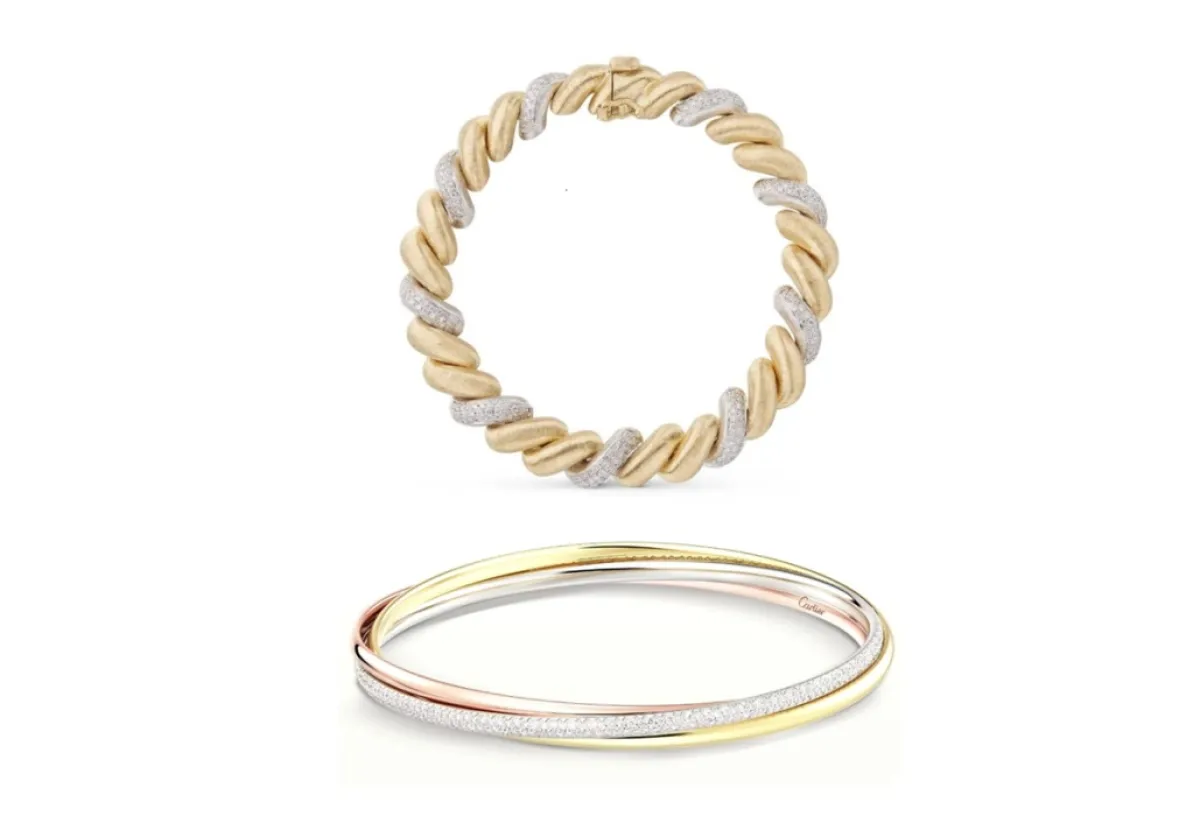 أساور ذهب متعددة الألوان بتصاميم تناسب مختلف الأذواق