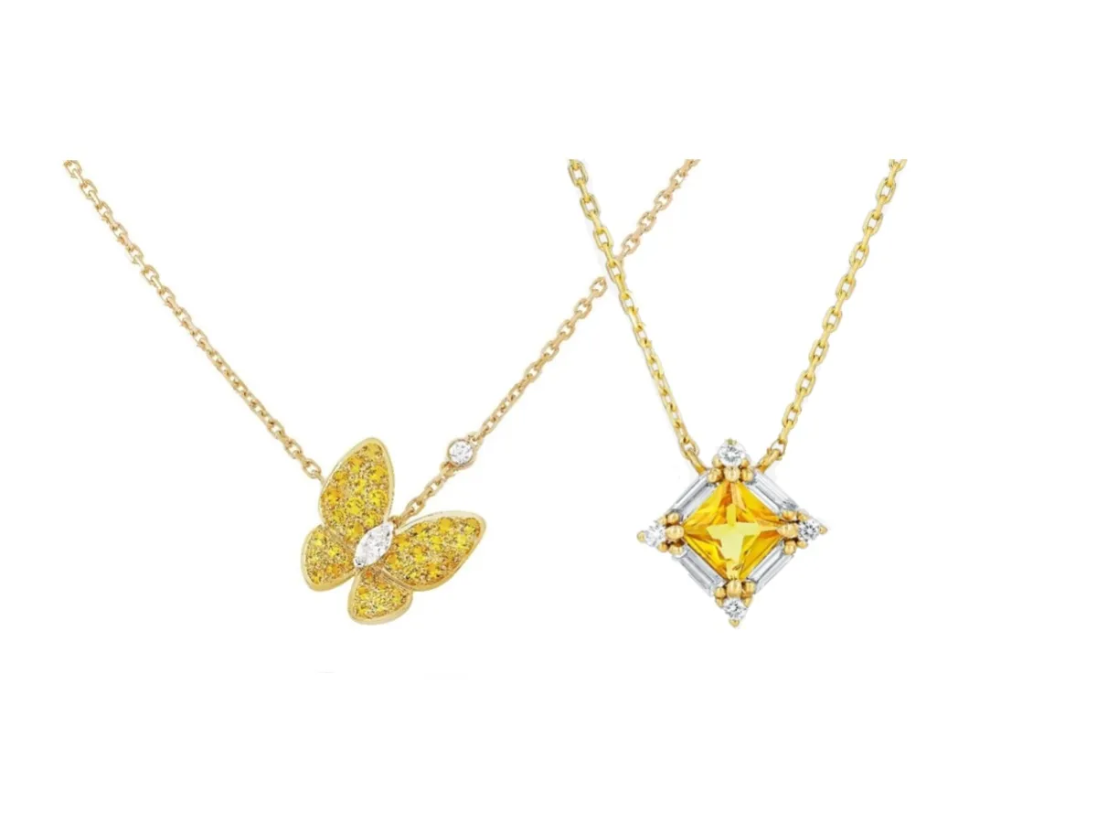 تزيني بقلادات بالياقوت الأصفر لإطلالات الخريف