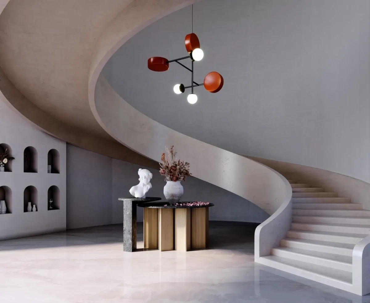 مدخل المنزل؛ يبدو الدرج الداخلي