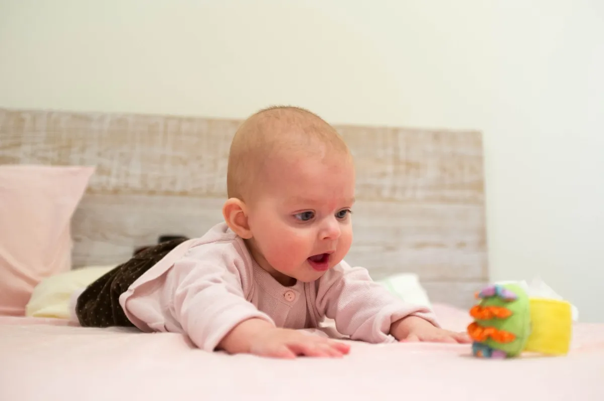 صورة مولود يحاول التقاط اللعبة