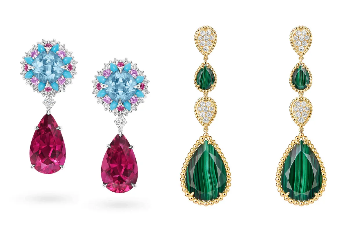 أقراط ملونة متدلية لشتاء 2024 من أشهر الدور العالمية