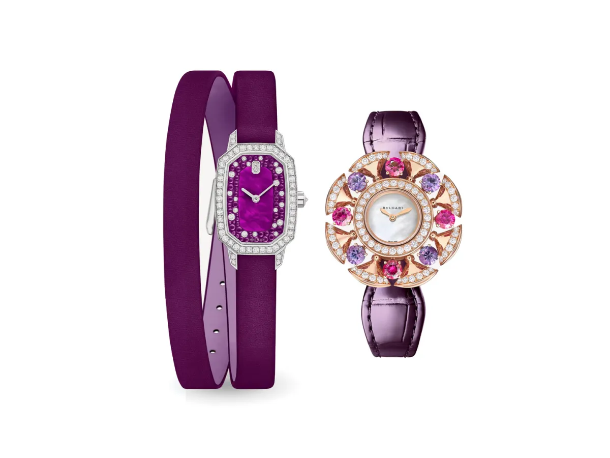 ساعات بسوار أرجواني من أشهر الدور العالمية