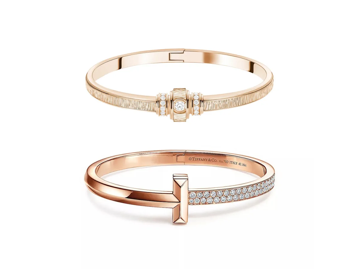 أساور ذهب وردي رفيعة من أشهر الدور العالمية