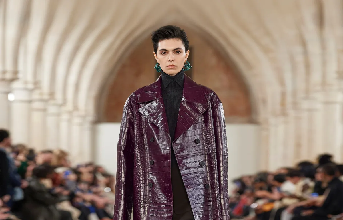 معطف جلد من ماركة Lanvin -الصورة من Launchmetrics/Spotlight ©