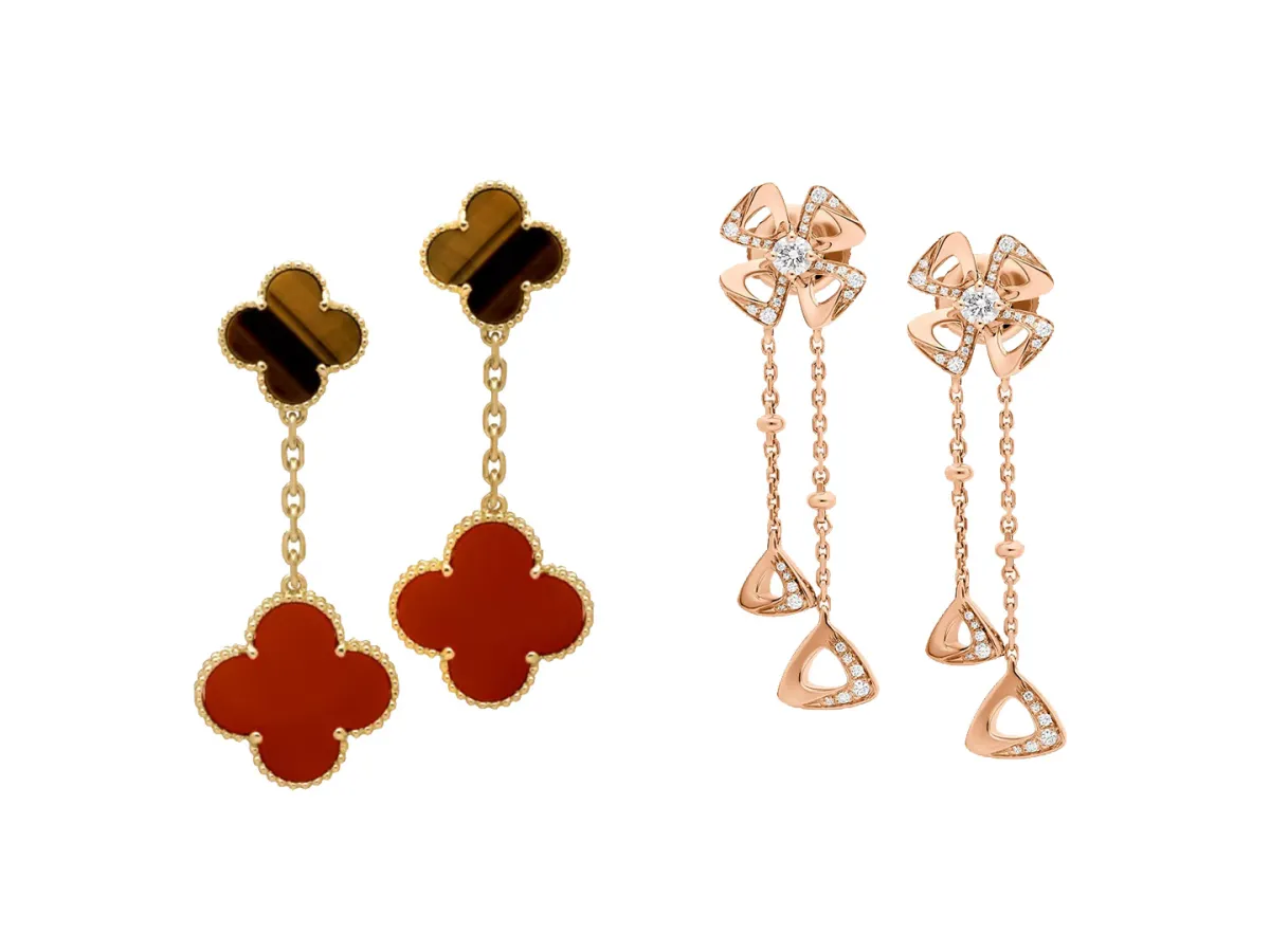 أقراط بسلسلة مرصوفة بالألماس والأحجار الكريمة من أشهر الدور العالمية