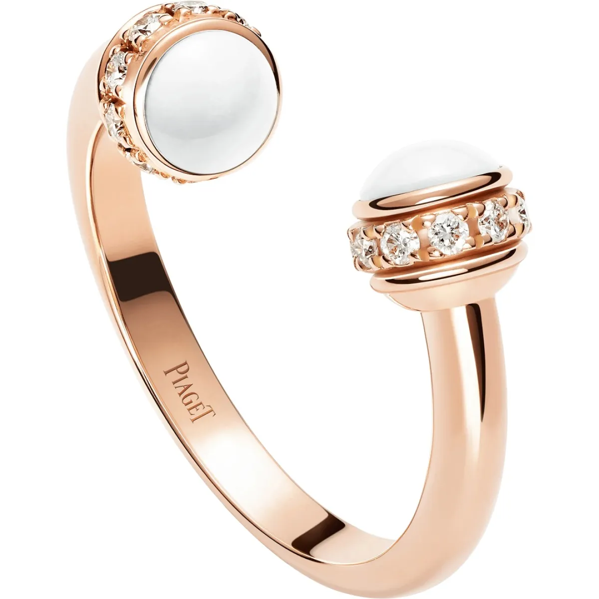 خاتم مفتوح ذهب بحجر اللؤلؤ الأبيض من بياجيه