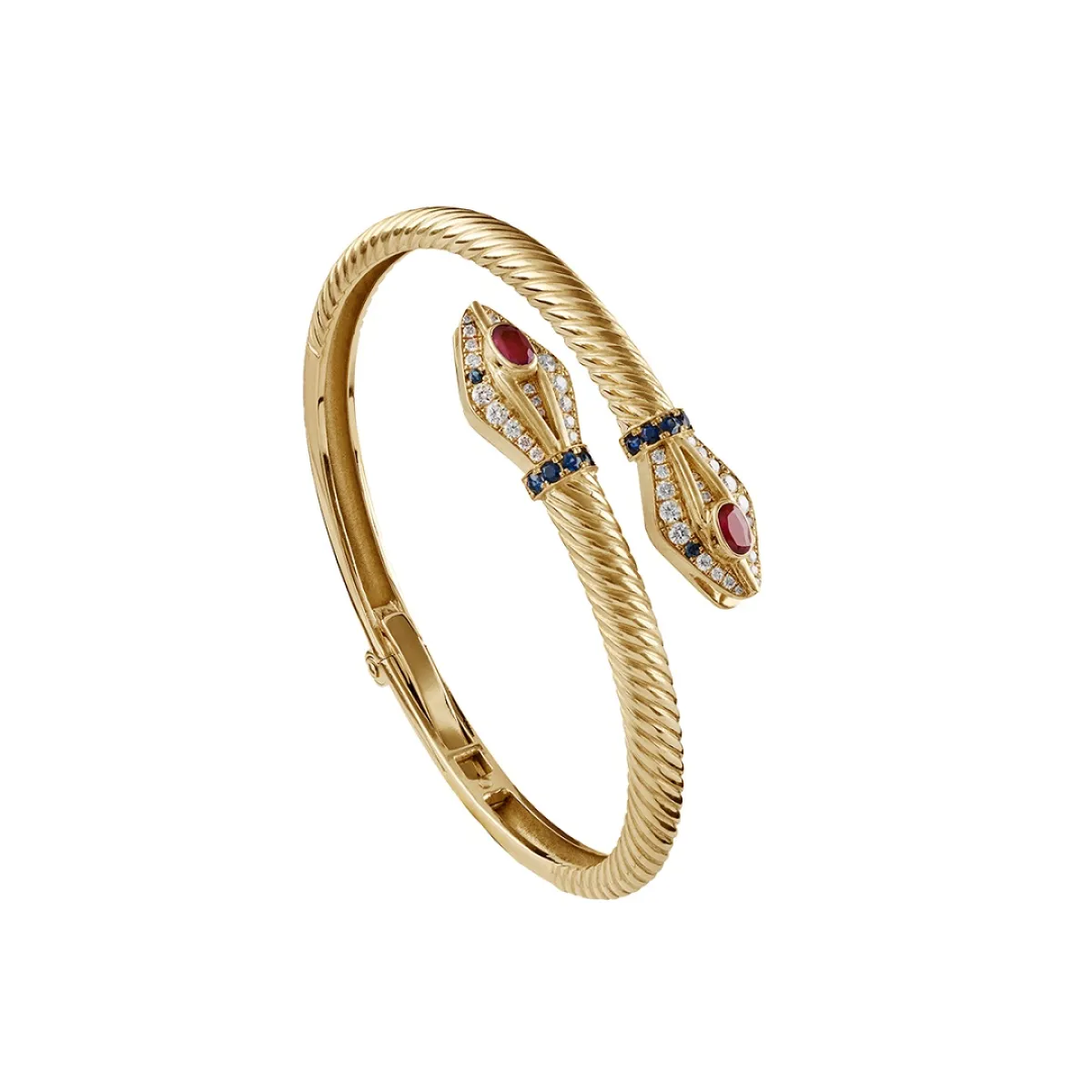 سوار ذهب ثعبان من الياقوت الأحمر من عزة فهمي