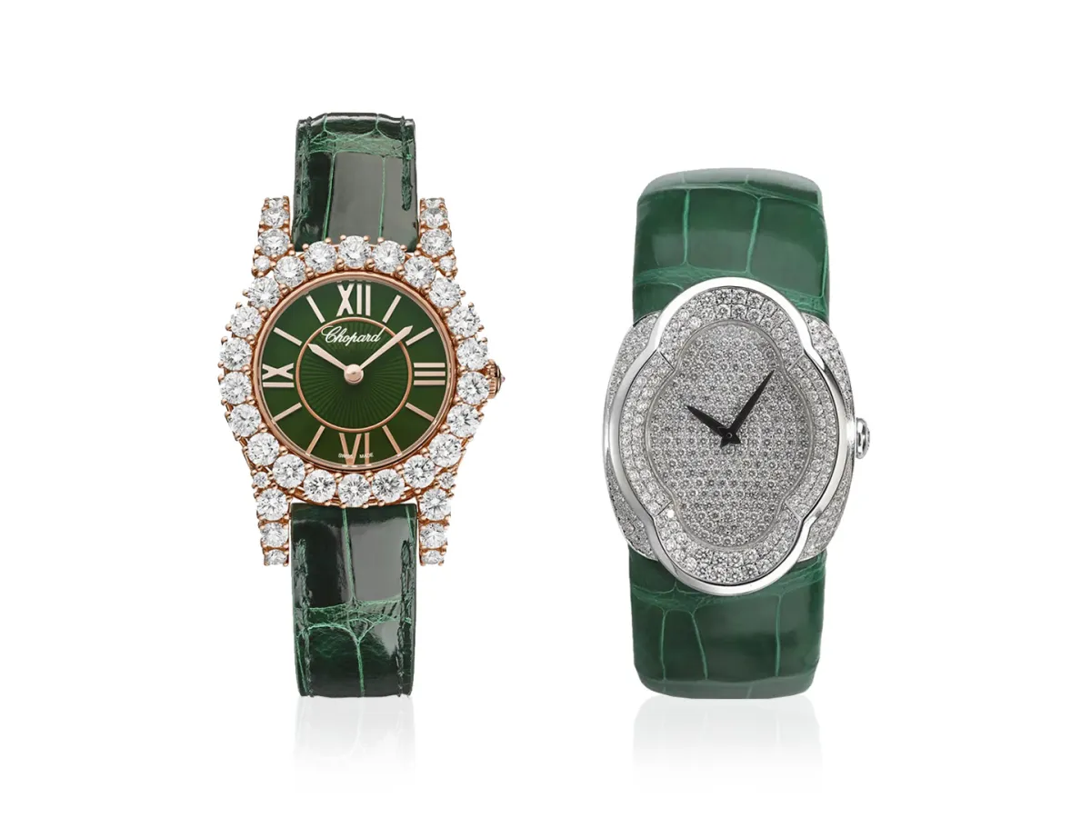 ساعات ألماس باللون الأخضر الداكن من أشهر الدور العالمية