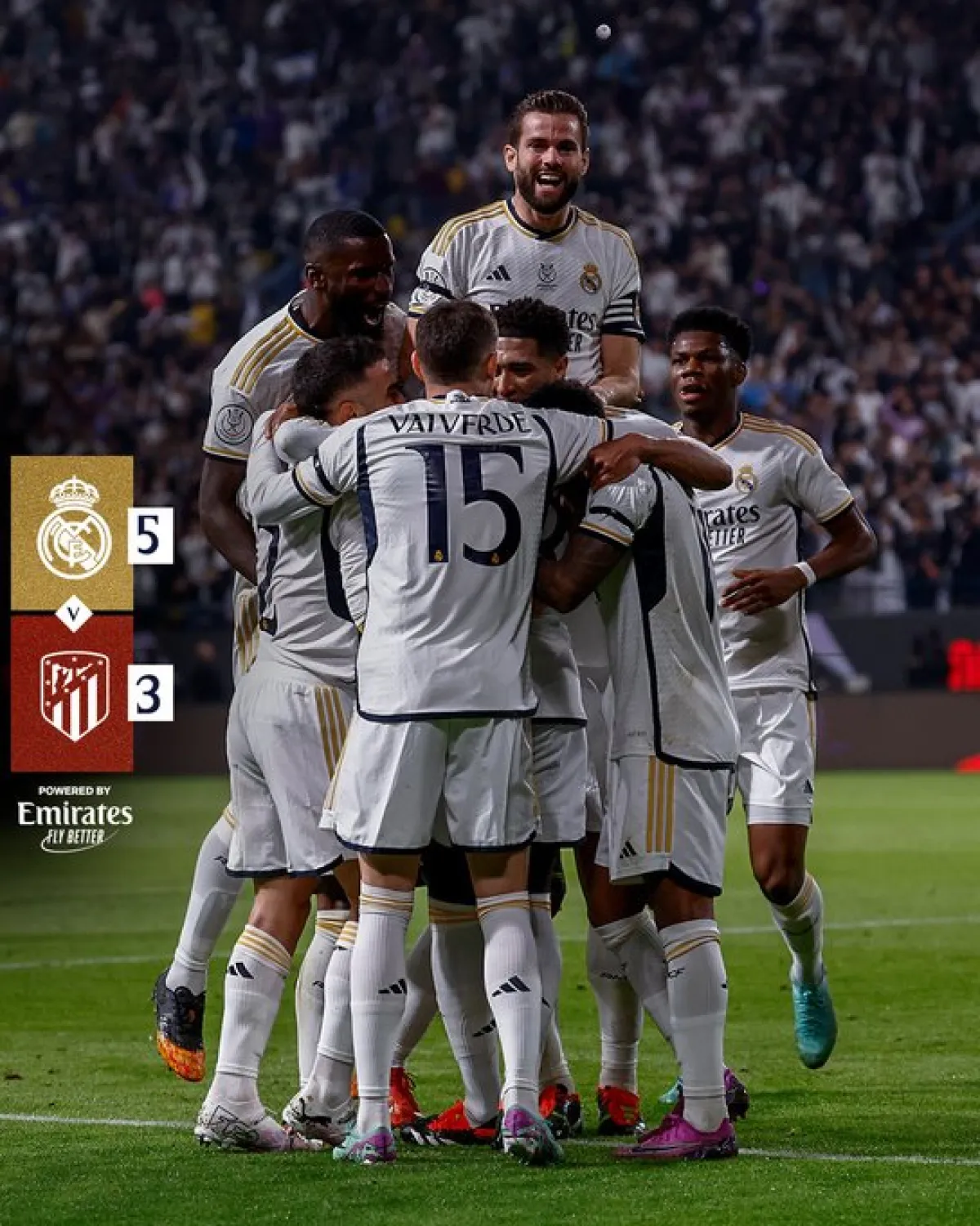 ريال مدريد يفوز على أتلتيكو بـ5 أهداف. الصورة من الحساب الرسمي لـReal Madrid C.F على منصة x