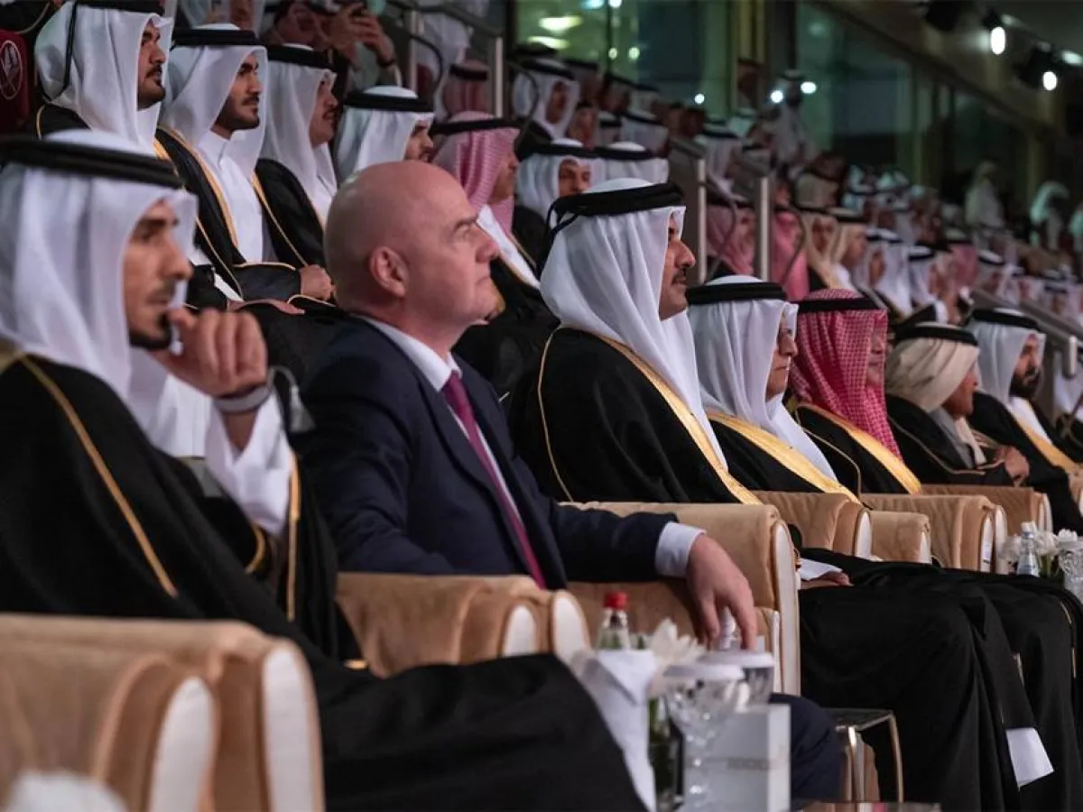 الأمير تميم بن حمد آل ثاني يشهد حفل افتتاح كأس آسيا. الصورة من وكالة الأنباء القطرية