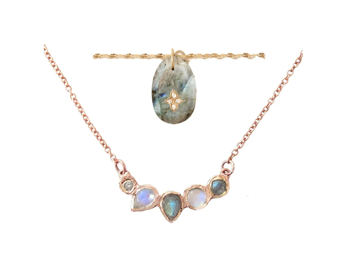 حجر التحول.. تألقي بقلادات مُرصعة بحجر اللابرادوريت