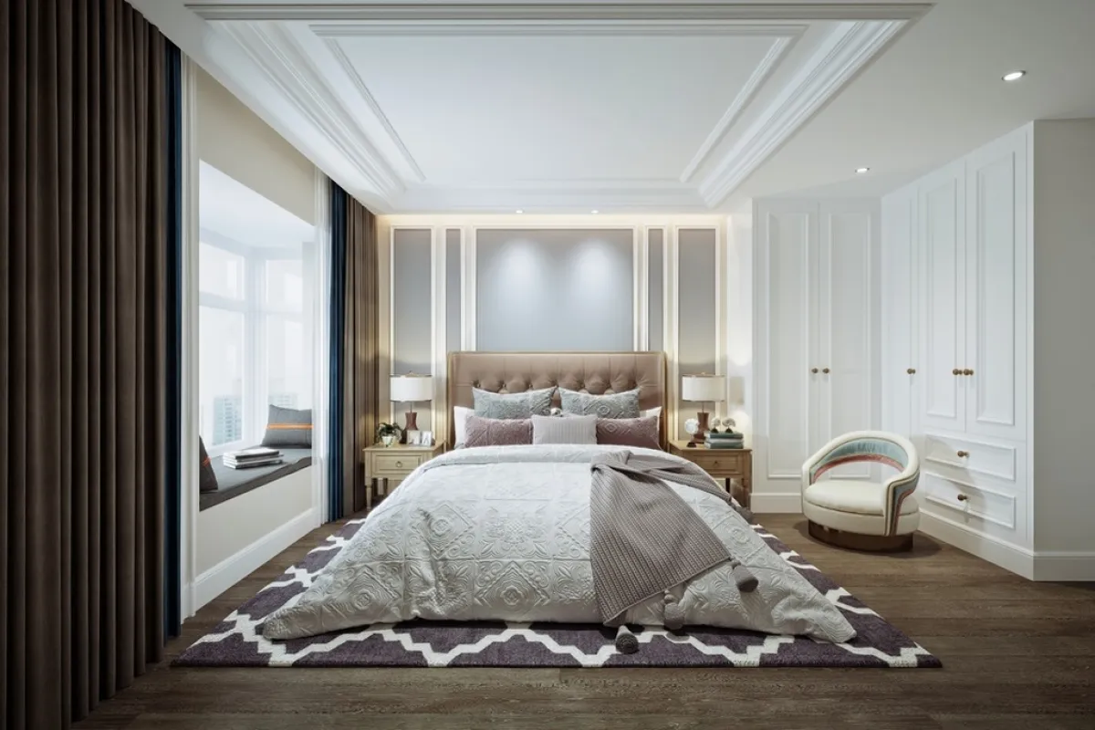 ديكورات بسيطة منفذة من الجبس في غرفة النوم الزوجية "المودرن" 