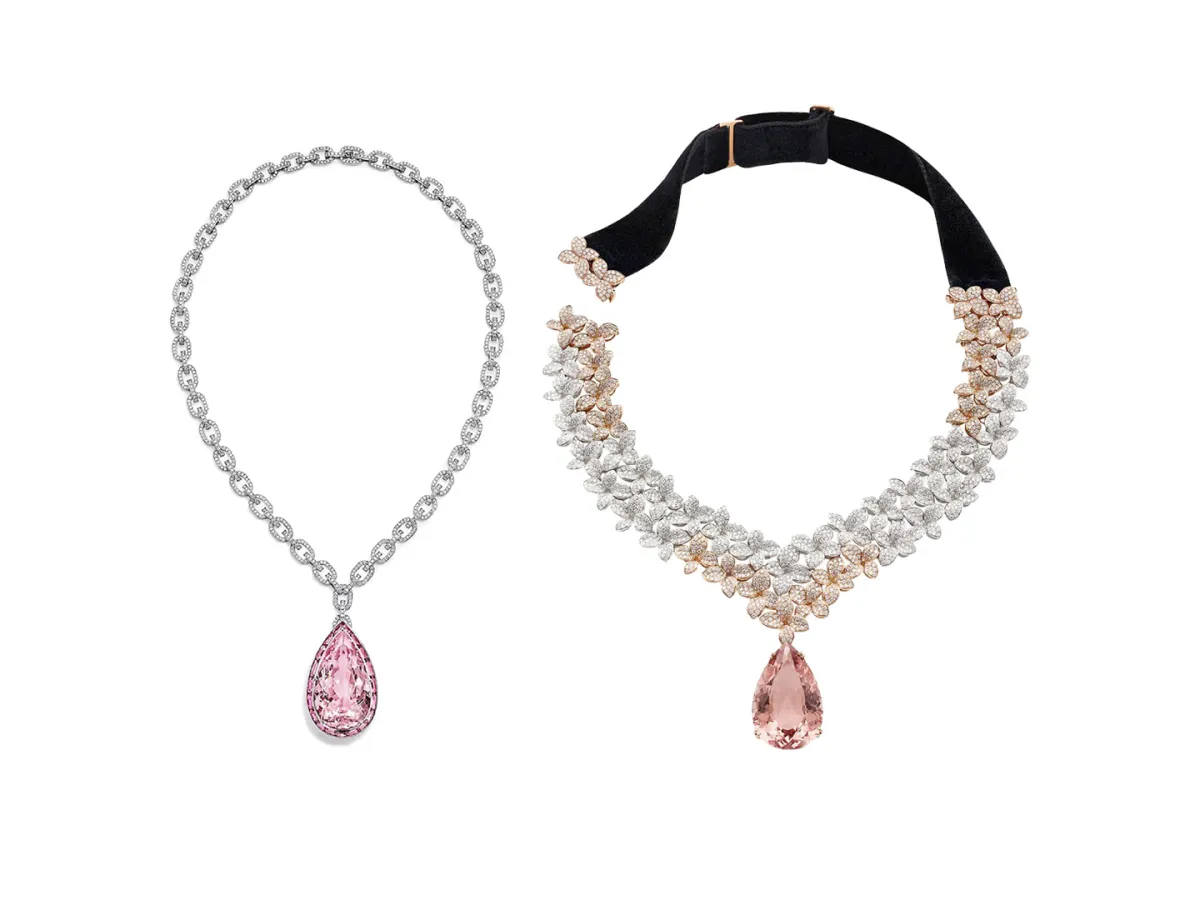 قلادات مرصعة بالمورغانيت من أفخم الدور العالمية