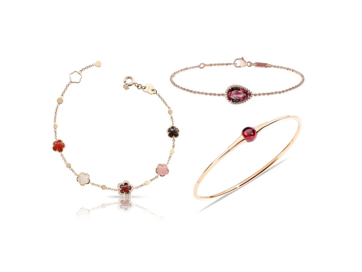 أساور مرصوفة بحجر الغارنيت