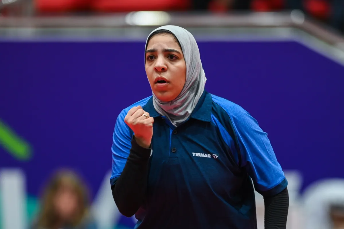 لاعبة إنبي المصري ريم خالد العراقي خلال منافسات النهائية لكرة الطاولة "عربية السيدات 2024"