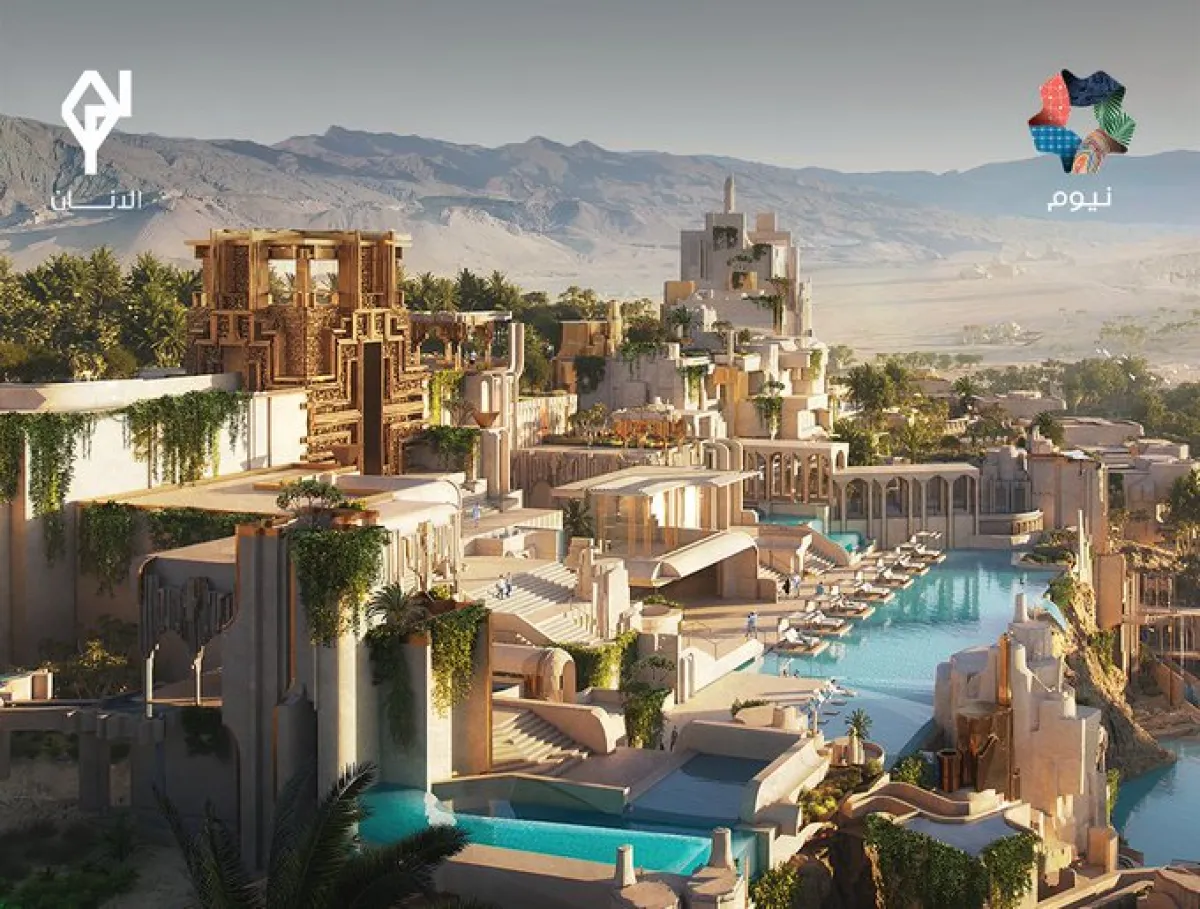  يقع المنتجع في منطقة تلتقي فيها الجبال البحر. الصورة من الموقع نيوم على منصة x