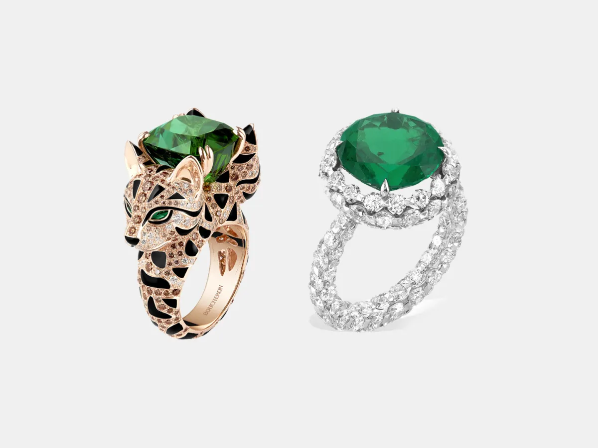 خواتم ذهب مرصوفة بالزمرد لرمضان