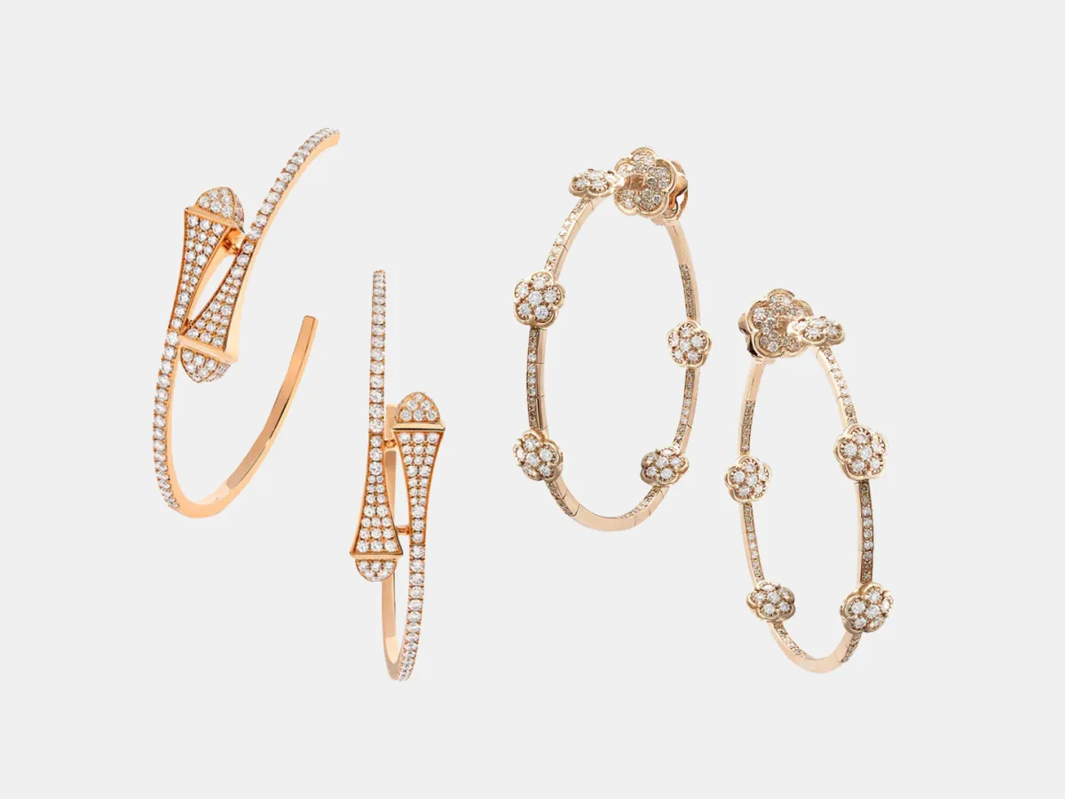 أقراط ذهب مرصوفة بالألماس 