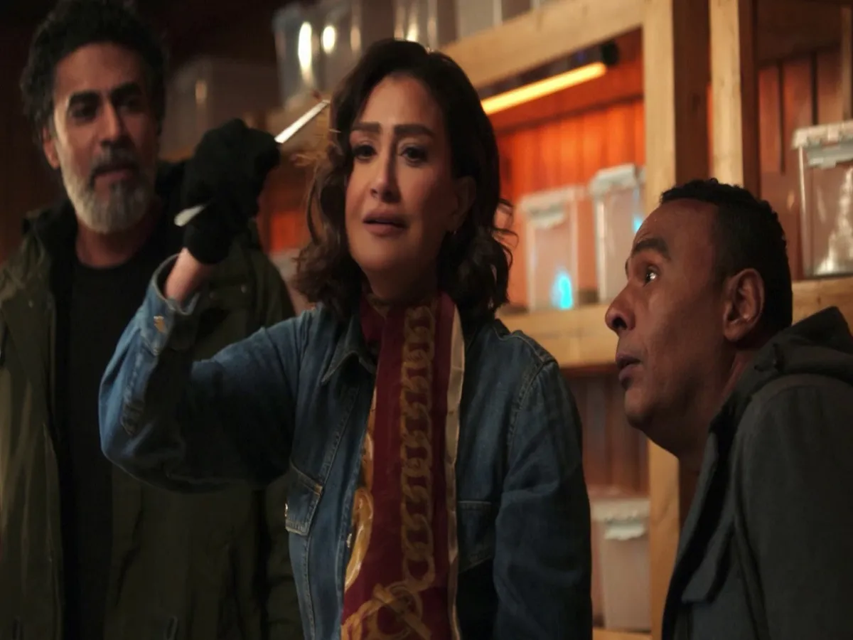 غادة عبد الرازق ومحمد علاء ومحمود عبد المغنى فى مسلسل صيد العقارب 