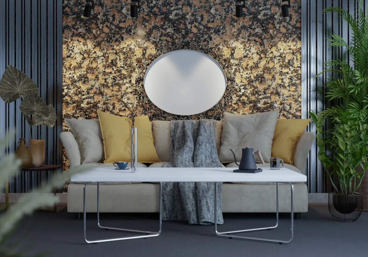 الحجر الطبيعي يكسو الجدار