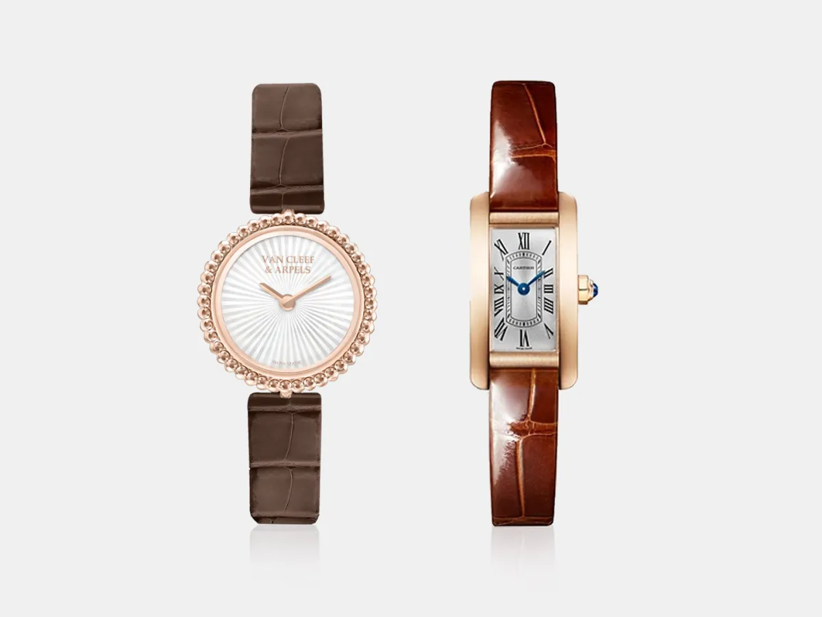 ساعات ذهب بأساور جلد من أشهر الدور العالمية