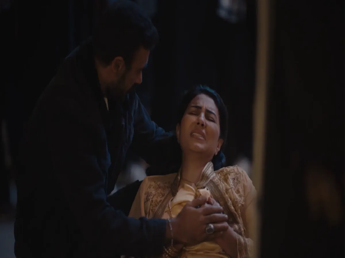 وفاء عامر وأحمد العوضي- الصورة من شاشة عرض مسلسل حق عرب