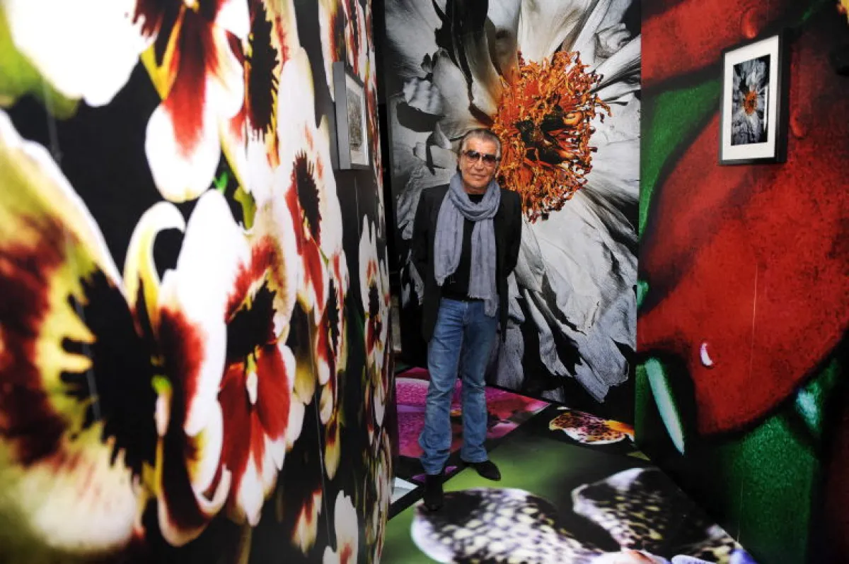 روبيرتو كافالي في معرض لرسومه بعنوان black is never absolute في ميلانو 2010 - (مصدر الصورة: (Photo by GIUSEPPE CACACE / AFP)