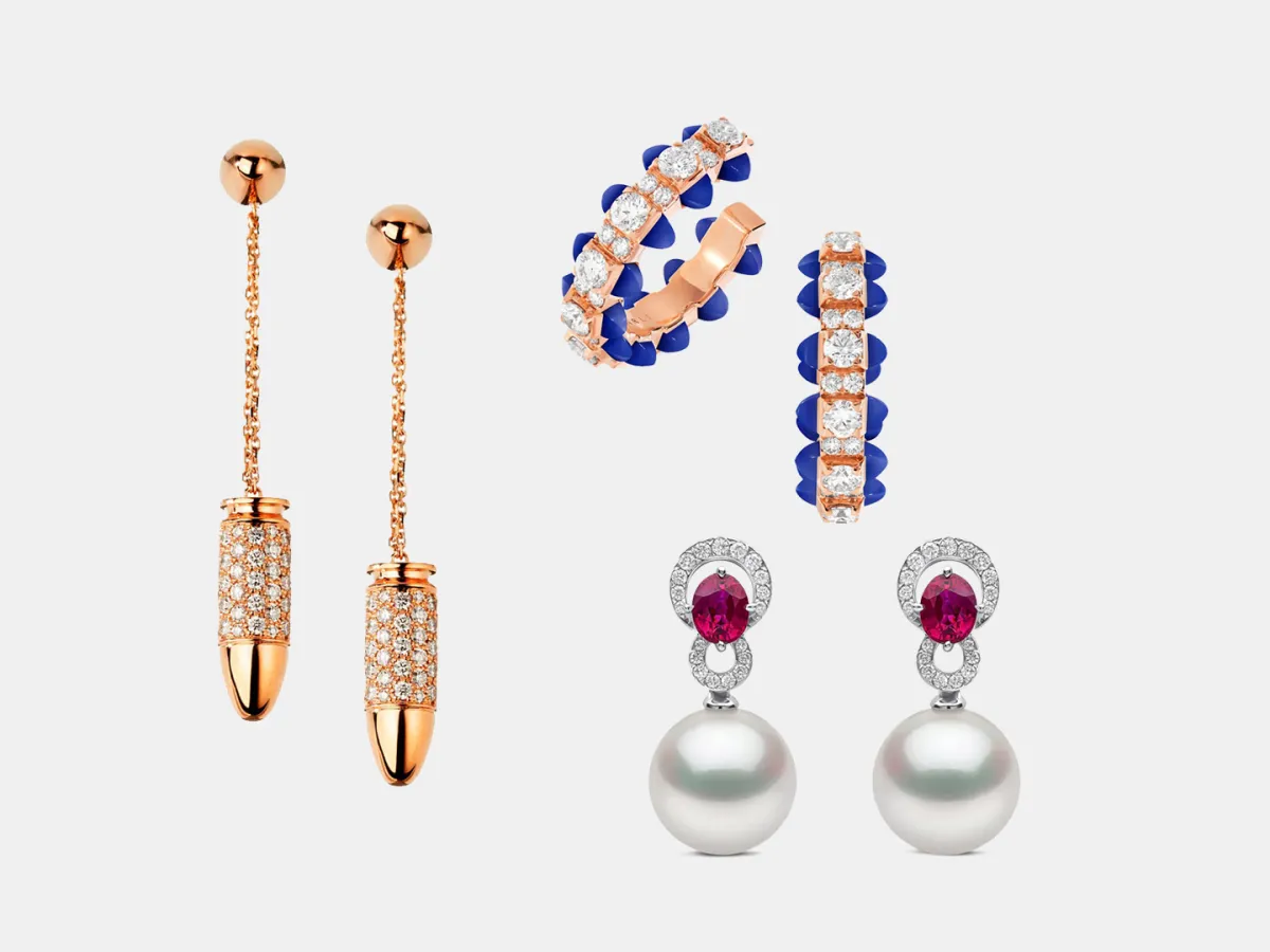 أقراط ذهب مرصوفة بالألماس