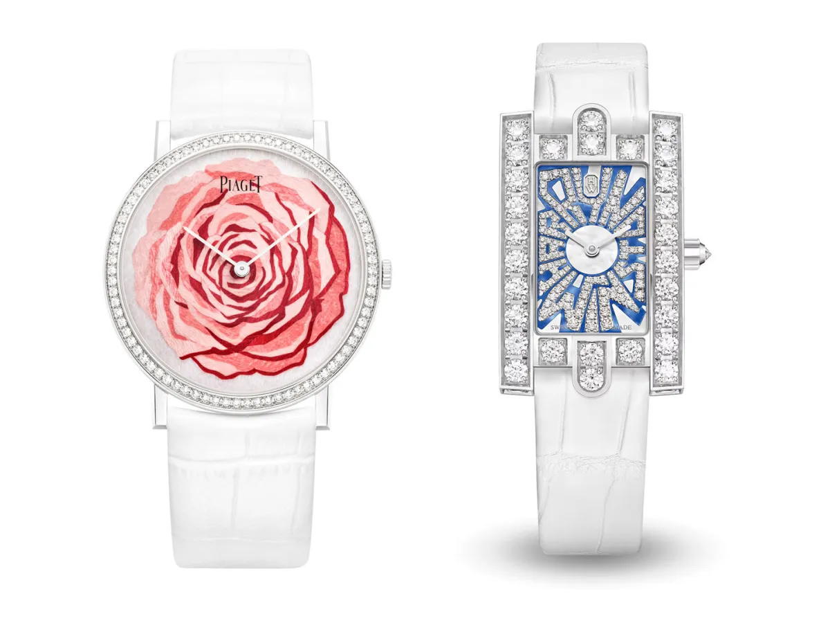 ساعة Avenue Classic Graffiti من هاري وينستون Harry Winston وساعة ساعة Altiplano Rose من بياجيه Piaget