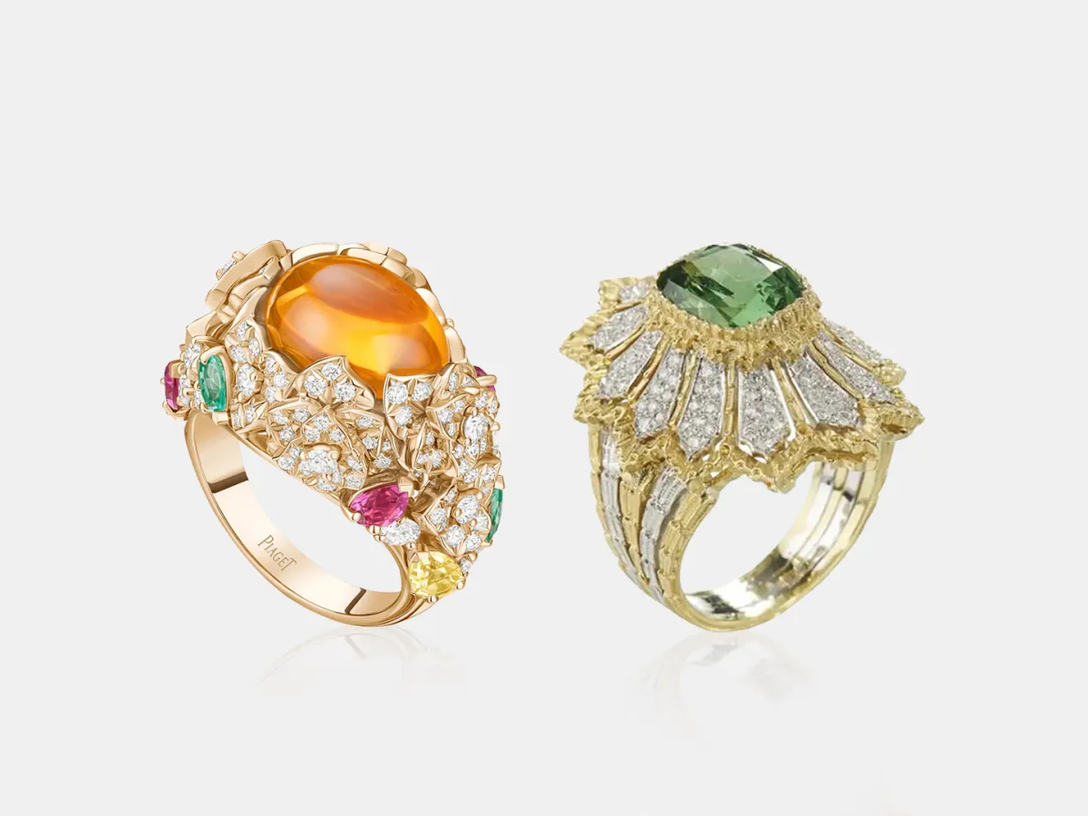 خواتم ذهب صخمة مرصوفة بالأحجار الكريمة